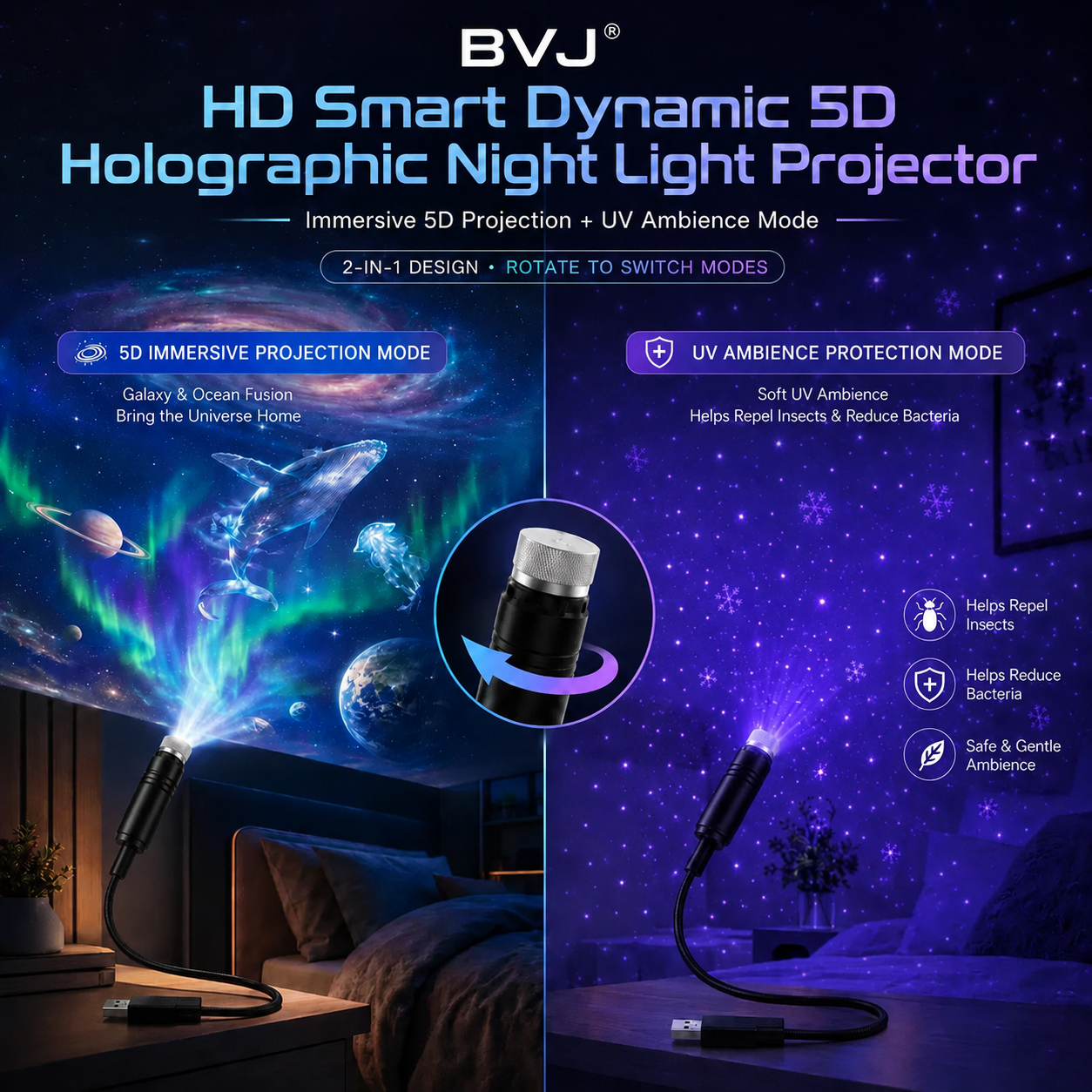 BVJ® 5D Galaxy Ocean Projector for Bedroom 💖